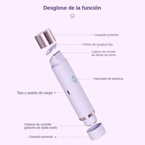 TEKNOHOLIC SmoothTrim 2 en 1: Afeitado Corporal y Facial Sin Dolor